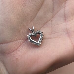 Diamond and 10kt White Gold Heart Pendant